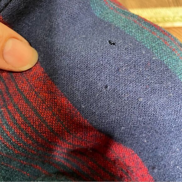 Vintage 70s Pendleton Blue Red Turquoise Plaid Stripe‎ Wool Midi Skirt 12 - Picture 11 of 11